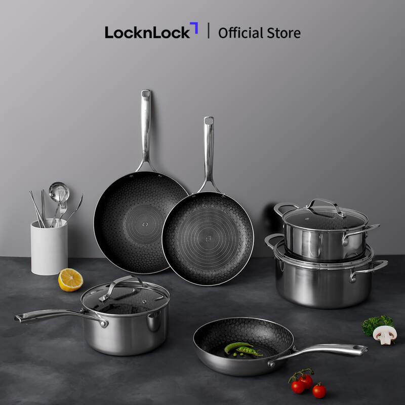 Chảo/Nồi Inox Chống D&iacute;nh Tay Cầm Canvas LocknLock Nhiều K&iacute;ch Cỡ image number null